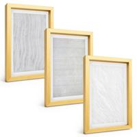 BILDER SET 3er Set - 20x30 cm Goldrahmen - Helle Sandmusterstrukturen - Goldfarben, Kunststoff (20/30cm) - TULUP