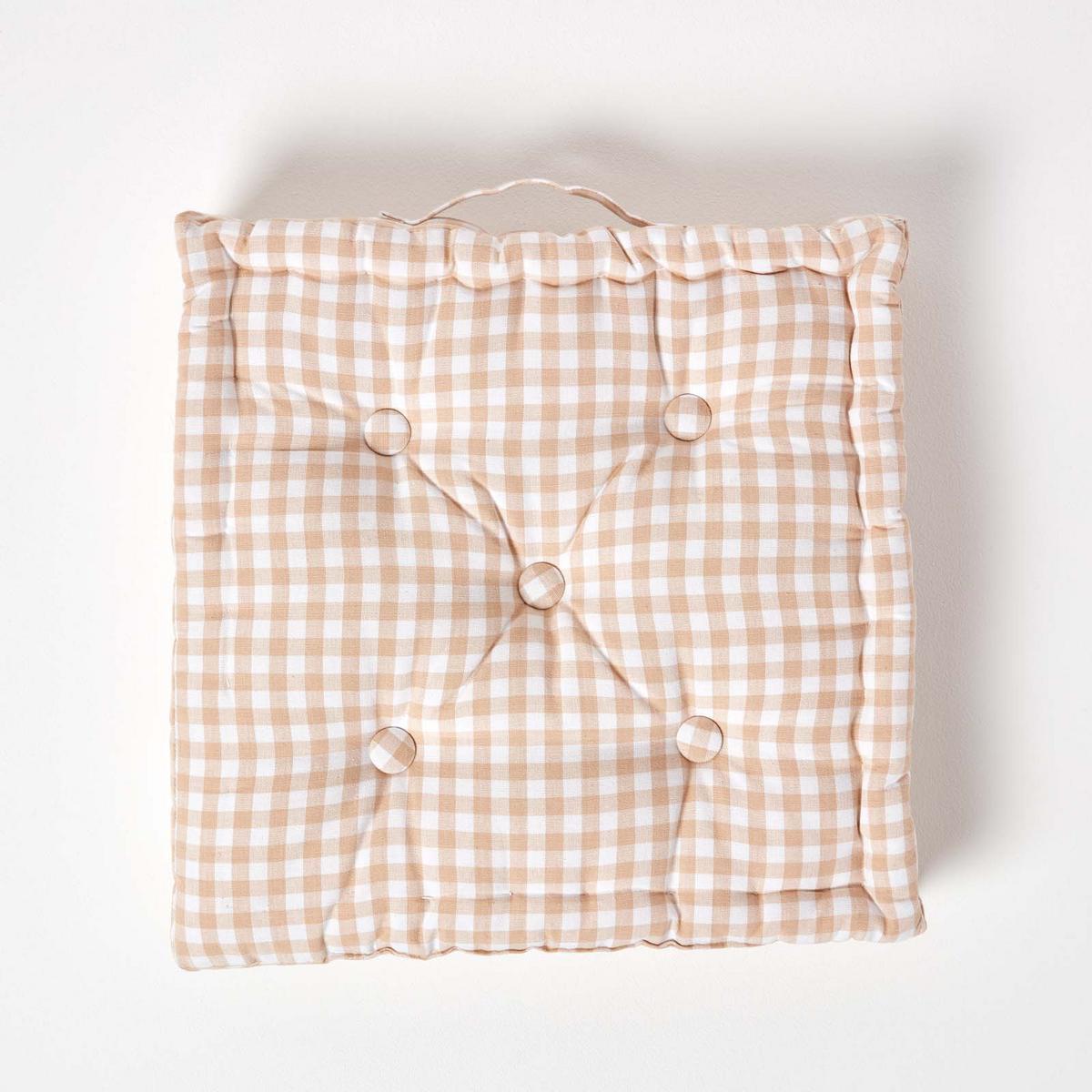 SITZKISSEN beige kariert 50/50/10 cm – Bodenkissen Vichy-Karo - Beige, Textil (50/50/10cm) - Homescapes