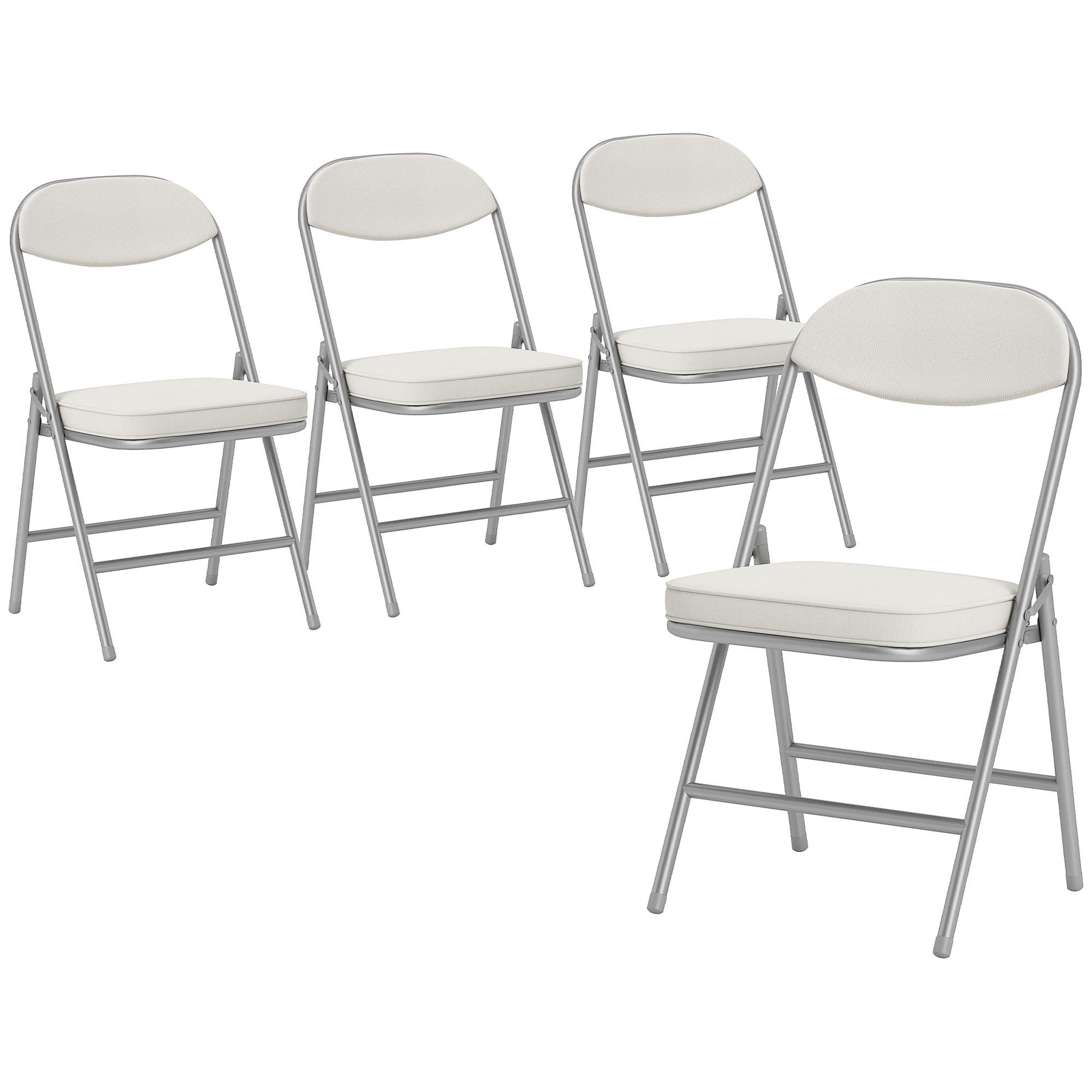 KLAPPSTUHL 4er Set Polyester Stahl Cremeweiß - Weiß, Kunststoff (45/82/48.5cm) - HOMCOM
