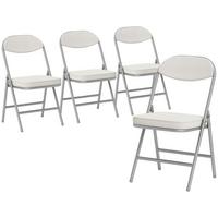 KLAPPSTUHL 4er Set Polyester Stahl Cremeweiß - Weiß, Kunststoff (45/82/48.5cm) - HOMCOM