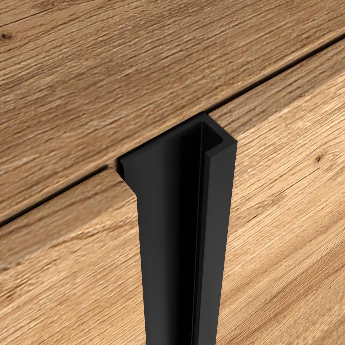 LOWBOARD, Eiche und Schwarz, 212/35/61cm, Kamin mit Feuereffekt XXL - Eichefarben, Holzwerkstoff (212/61/35cm) - Skraut Home