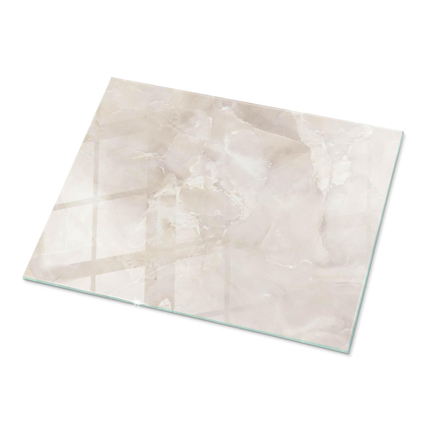 TISCHPLATTE 80x60 cm Marmorstrukturmuster - Creme, Glas (0.4/80/60cm) - TULUP