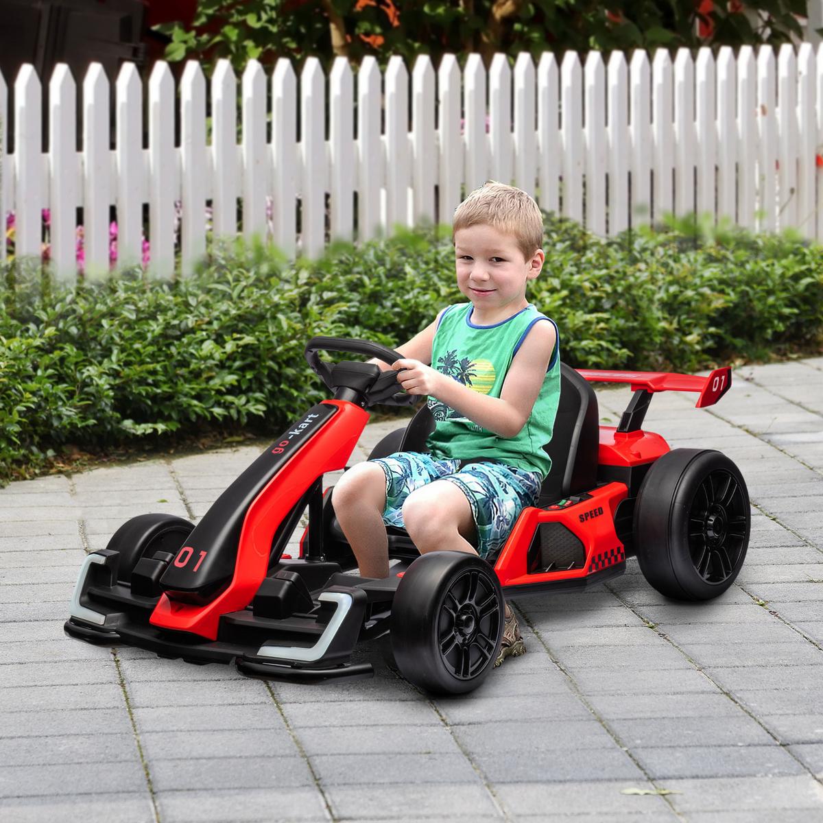KINDER-ELEKTROGOKART 24V Motor Rot+Schwarz, Kunststoff, Metall - Rot, Kunststoff (120/76/53.5cm) - HOMCOM