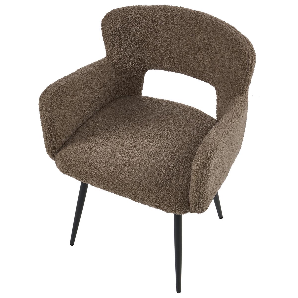 ESSZIMMERSTUHL 2er-Set Bouclé Braun Sanilac - Braun, Textil (54/76/50cm) - Beliani
