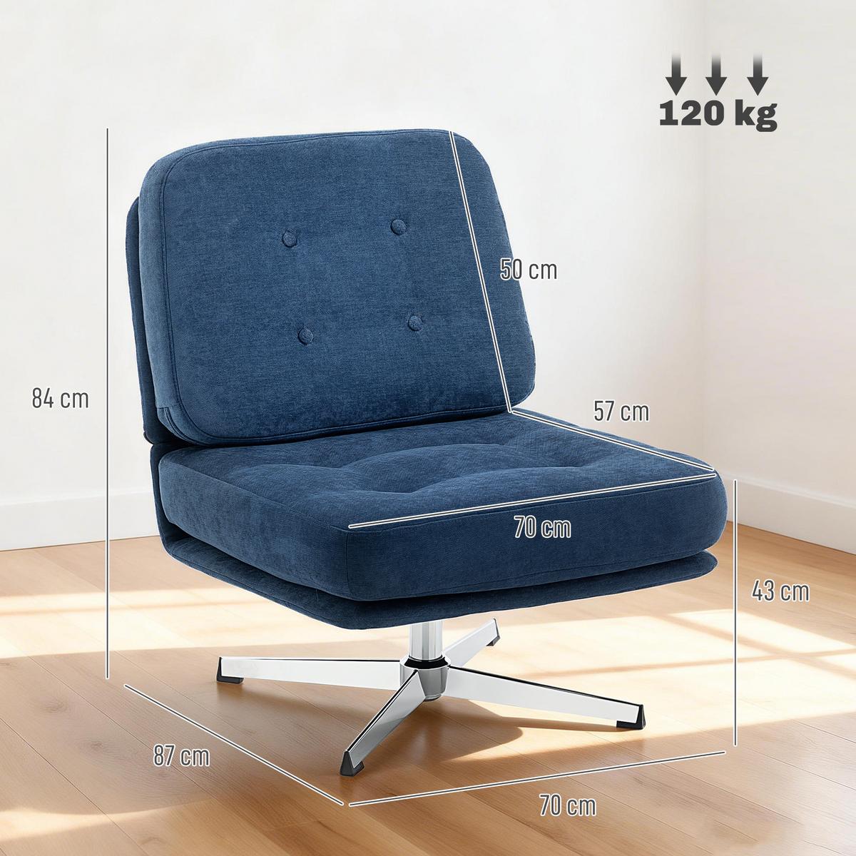 LOUNGESESSEL aus Polyester Dunkelblau - Silberfarben/Dunkelblau, Textil/Metall (70/84/87cm) - HOMCOM