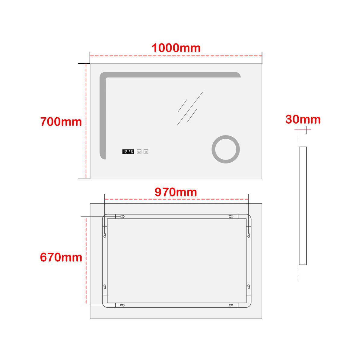 BADEZIMMERSPIEGEL Chambave - Silberfarben, Glas/Metall (100/70/3cm) - pro.tec