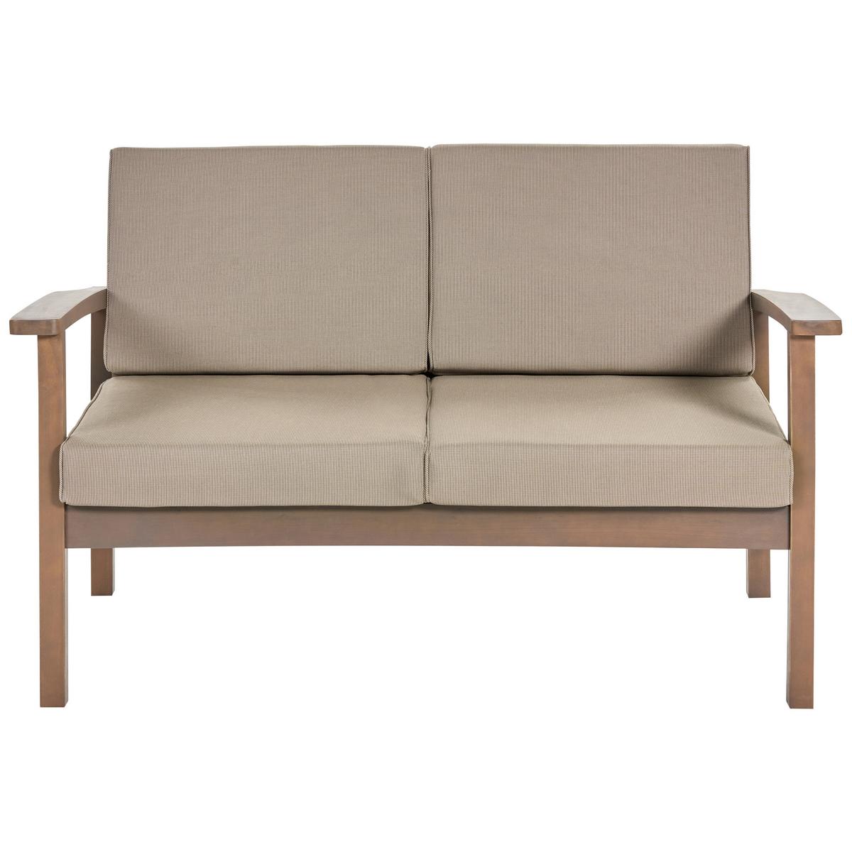 LOUNGE-SET 4-sitzer Akazienholz dunkelbraun Manila - Taupe/Dunkelbraun, Holz - Beliani