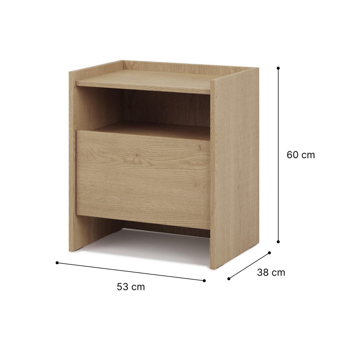 NACHTTISCH Juni mit 1 Schublade, 50 cm, eiche Cremona - Eichefarben, Holzwerkstoff (53/60/38cm) - Beautysofa