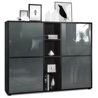 HIGHBOARD Cuba Türen in Grau Hochglanz - Grau, Holzwerkstoff (130.5/105.5/35.5cm) - Vladon