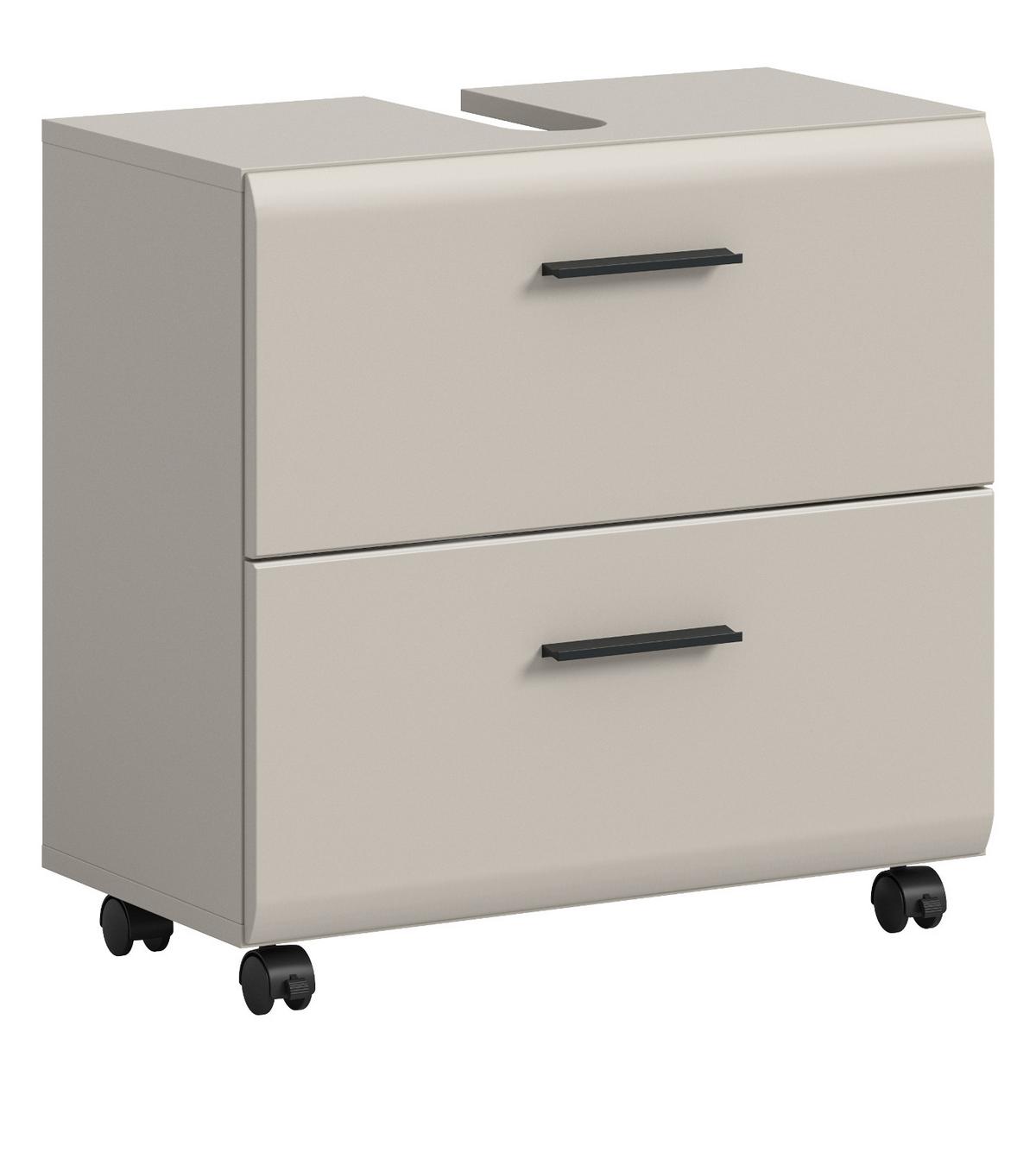 WASCHBECKENUNTERSCHRANK Kaschmir 60 cm, Badezimmer Unterschrank auf Rollen - Kaschmir/Schwarz, Holzwerkstoff/Kunststoff (60/59/30cm) - Inn.Furn