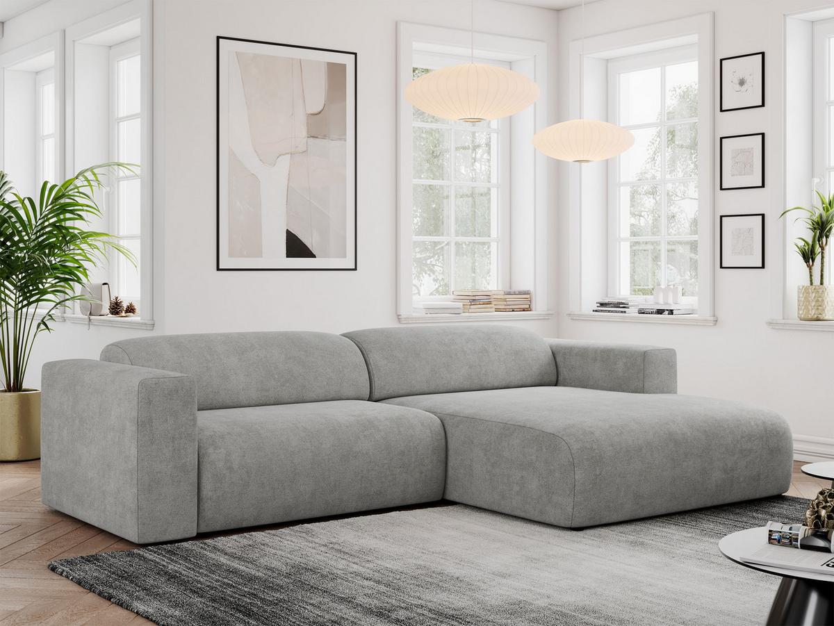 OFERTA WYCOFANA ECKSOFA PASADENA Hellgrau Struktur Rechts Seite - Hellgrau/Schwarz, Kunststoff/Textil (288/180cm) - MKS