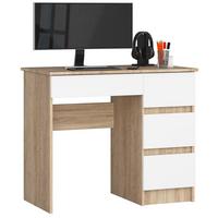 SCHREIBTISCH Eiche Sonoma, Weiß 77/90/50 - Weiß, Holzwerkstoff (124/52/77cm) - RAUMHIRSCH FURNITURE
