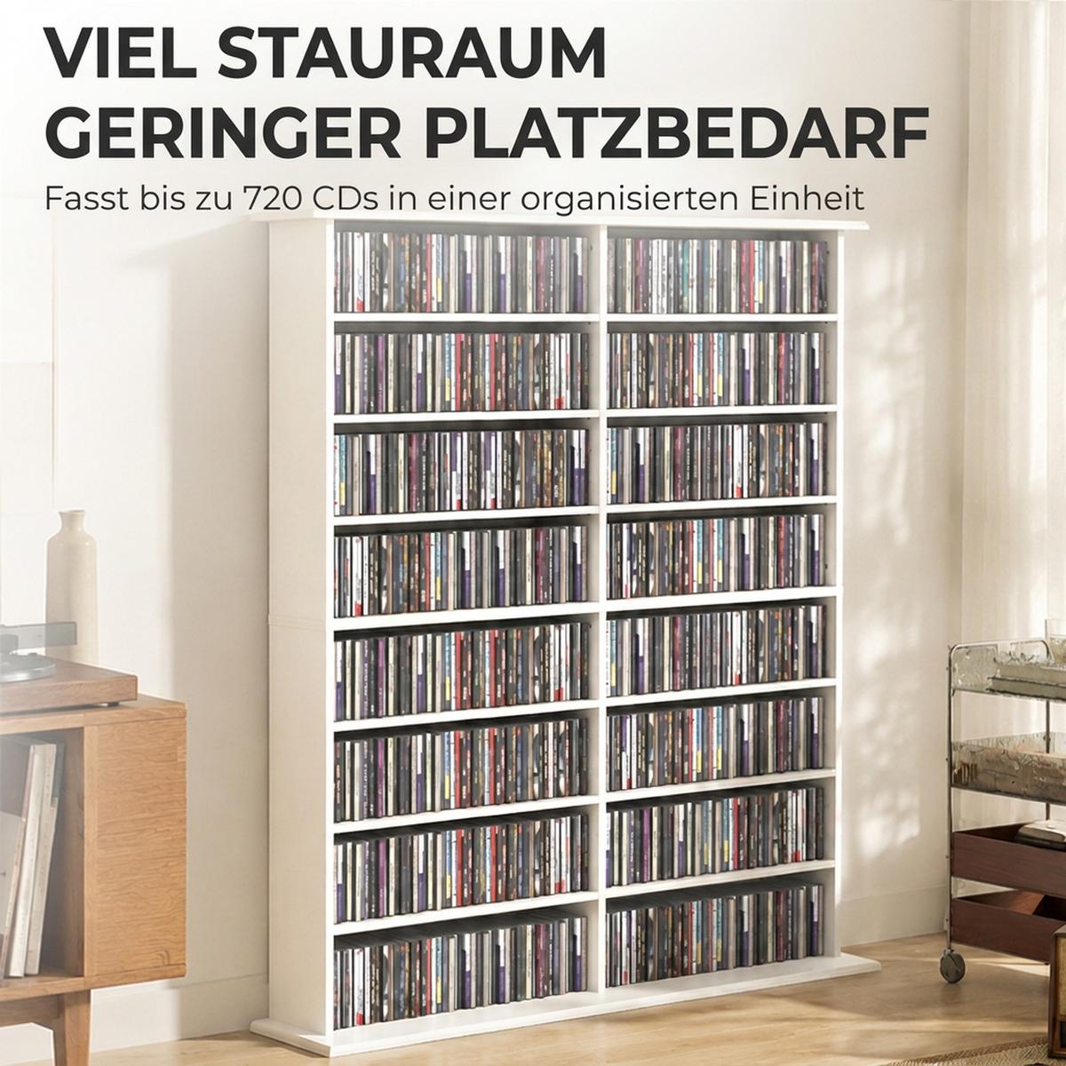MEDIENREGAL Spanplatte Weiß - Weiß, Holzwerkstoff (24/126.3/106.5cm) - HOMCOM