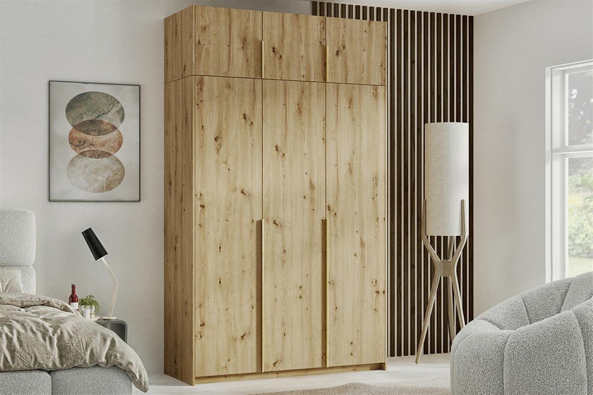 DREHTÜRENSCHRANK AMARA 148/250/58cm 3-türig Eiche Artisan - Eiche Artisan, Holzwerkstoff (148/250/58cm) - MASSENO