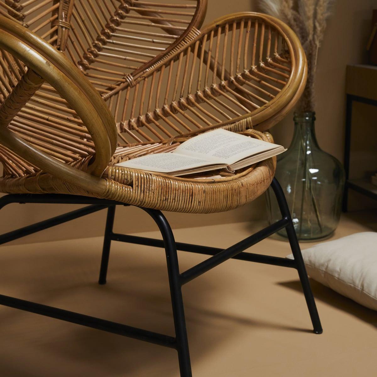 RATTANSESSEL H104 cm – FLEUR - Eichefarben, Textil (54/104/62cm) - Signature