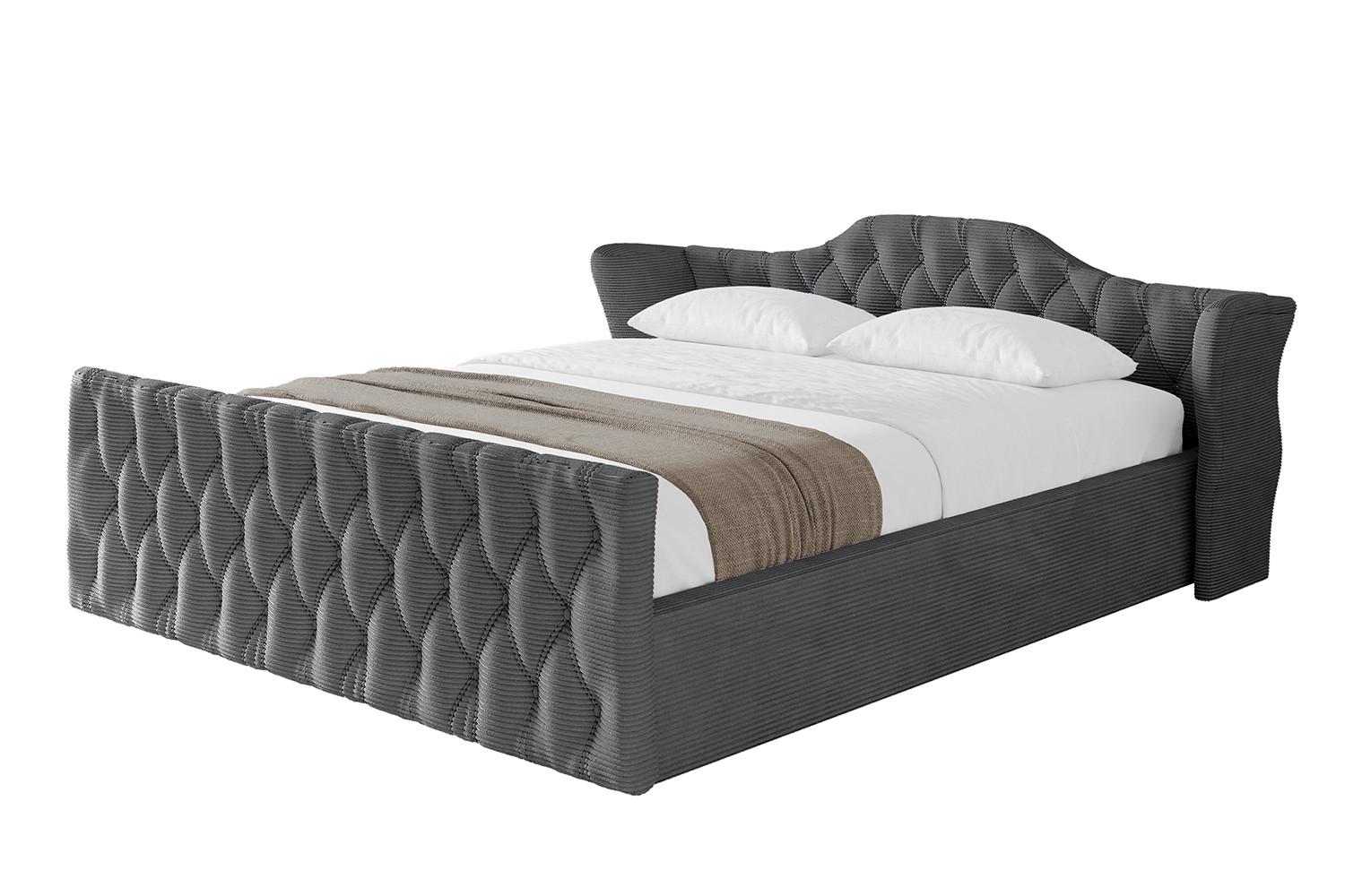 POLSTERBETT mit Bettkasten, Fußteil und Lattenrost, Boxbett ohne Matratze - ZORAN-Z-V1 120x200 Dunkelgrau - Anthrazit, Holzwerkstoff/Textil (120/200cm) - ALTDECOR