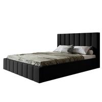 BETT 90x200 - Polsterbett mit Bettkasten und Metallrahmen - Modern Betten - Weicher Jasminstoff - Kollektion Toledo - Schwarz - Schwarz, Holz/Textil (90/200cm) - Alpi-Möbel