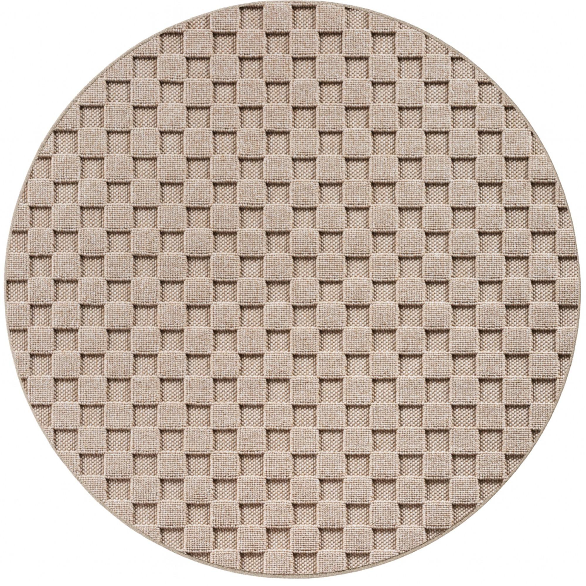 TEPPICH Flachgewebe LANGAU in Beige, mit Schachbrettmuster, Ø 200 cm - Beige, Textil (200/200cm) - KADIMA DESIGN