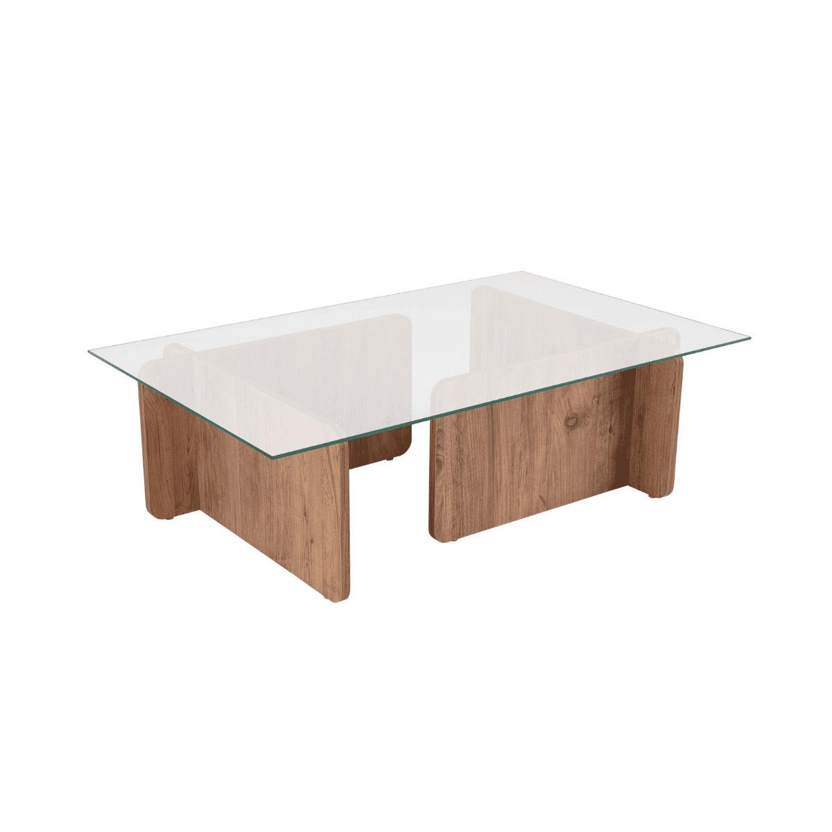 COUCHTISCH mit Tischplatte aus gehärtetem Glas 105/65/30 cm - Kieferfarben, Holzwerkstoff (110/65/30cm) - Calicosy