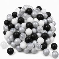 BÄLLEBAD-BÄLLE 200 Stück, Schwarz/Grau/Weiß/Transparent, 5.5 cm - Schwarz, Kunststoff (5.5/5.5/1cm) - Littletom
