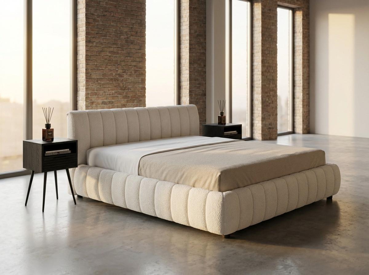 POLSTERBETT ALIOTTA Cremeweiß Bouclé - Creme, Textil (200/200cm) - KAWOLA
