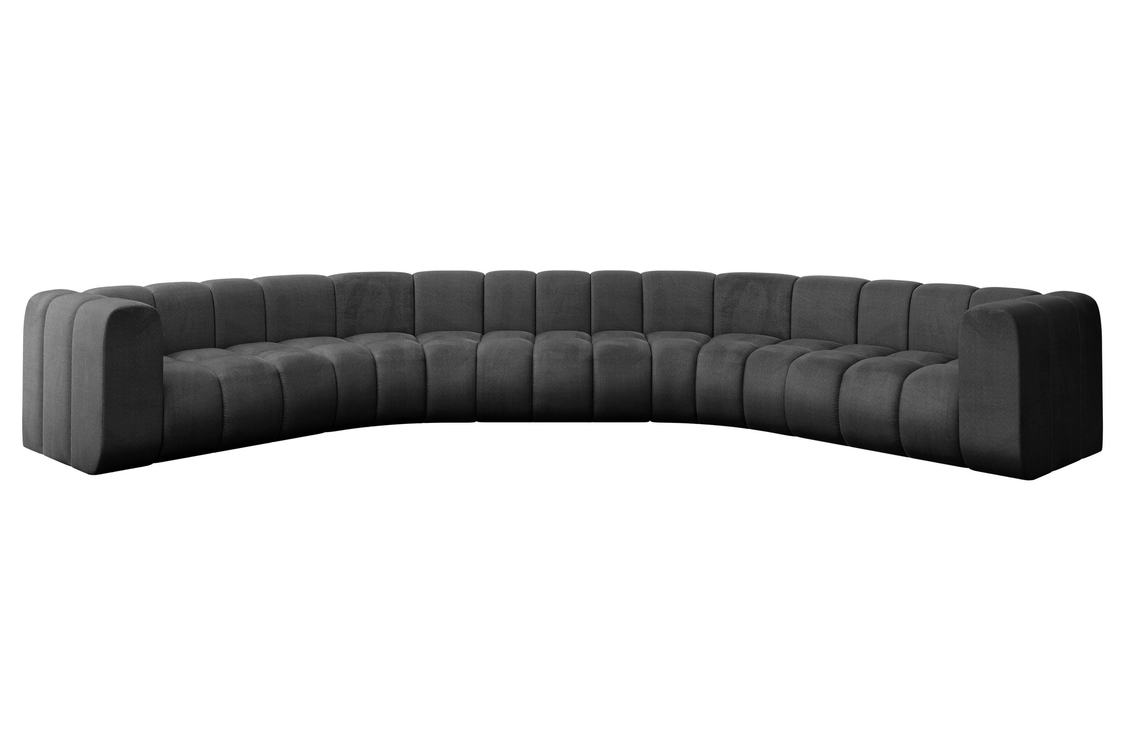 WOHNLANDSCHAFT modulares Sofa Lazro-U1 - 373x373x70 cm Schwarz - Schwarz, Holzwerkstoff/Textil (373/70/373cm) - ALTDECOR