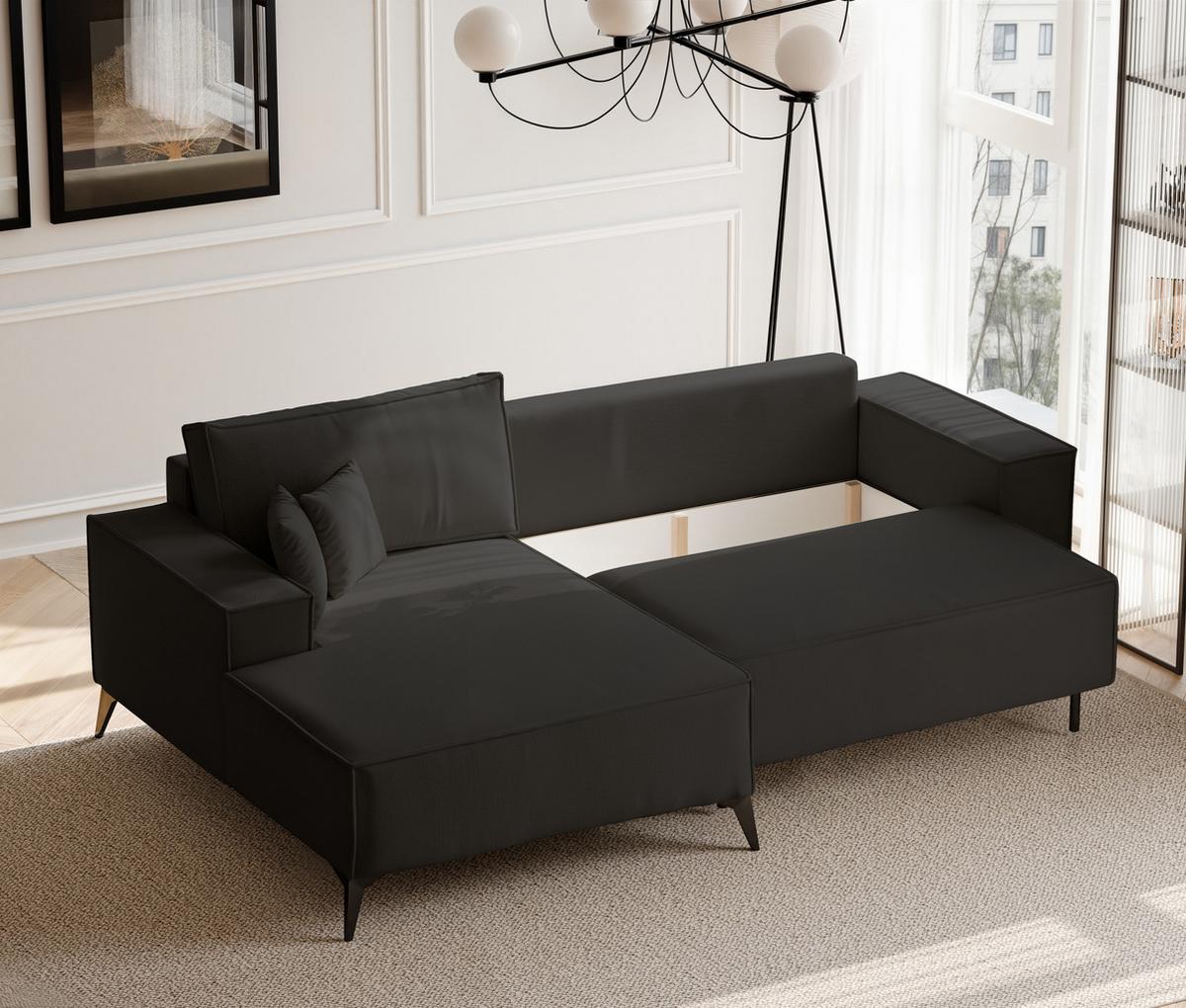ECKSOFA OTIS Links, mit Schlaffunktion und Bettkasten, Anthrazit - Anthrazit, Textil/Metall (294/185cm) - Idohome