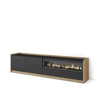 LOWBOARD, Schwarz Eiche, Elektrokamin, 207/37/50cm - Schwarz, Holzwerkstoff (207/50/37cm) - Skraut Home
