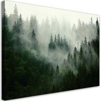BILD Wald im Nebel 120x80cm - Grün, Textil (120/80cm) - Feeby