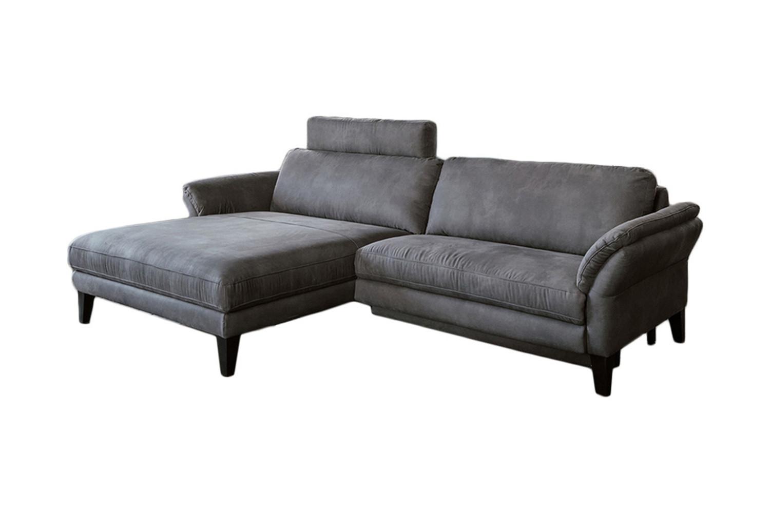 ECKSOFA MALTA Grau Webstoff - Schwarz/Grau, Buchenholz/Textil (302/175cm) - KAWOLA