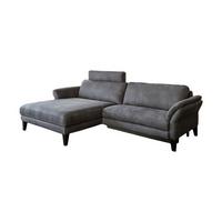 ECKSOFA MALTA Grau Webstoff - Schwarz/Grau, Buchenholz/Textil (302/175cm) - KAWOLA