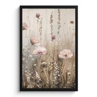 POSTER MIT RAHMEN Blumen - Rosa - Modern - Beige Bilder mit Rahmen 40x60 cm - Beige, Papier (40/60cm) - MuchoWow