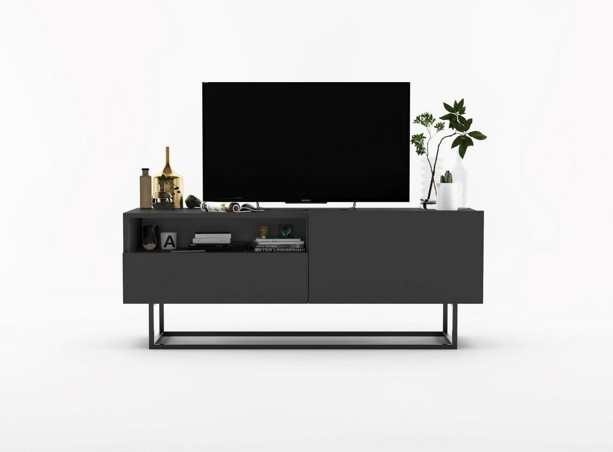 TV-SCHRANK Enjoy Grau matt mit Metallrahmen Schublade 120 cm - Schwarz/Grau, Holzwerkstoff/Metall (120/46/35cm) - Meble Lindner