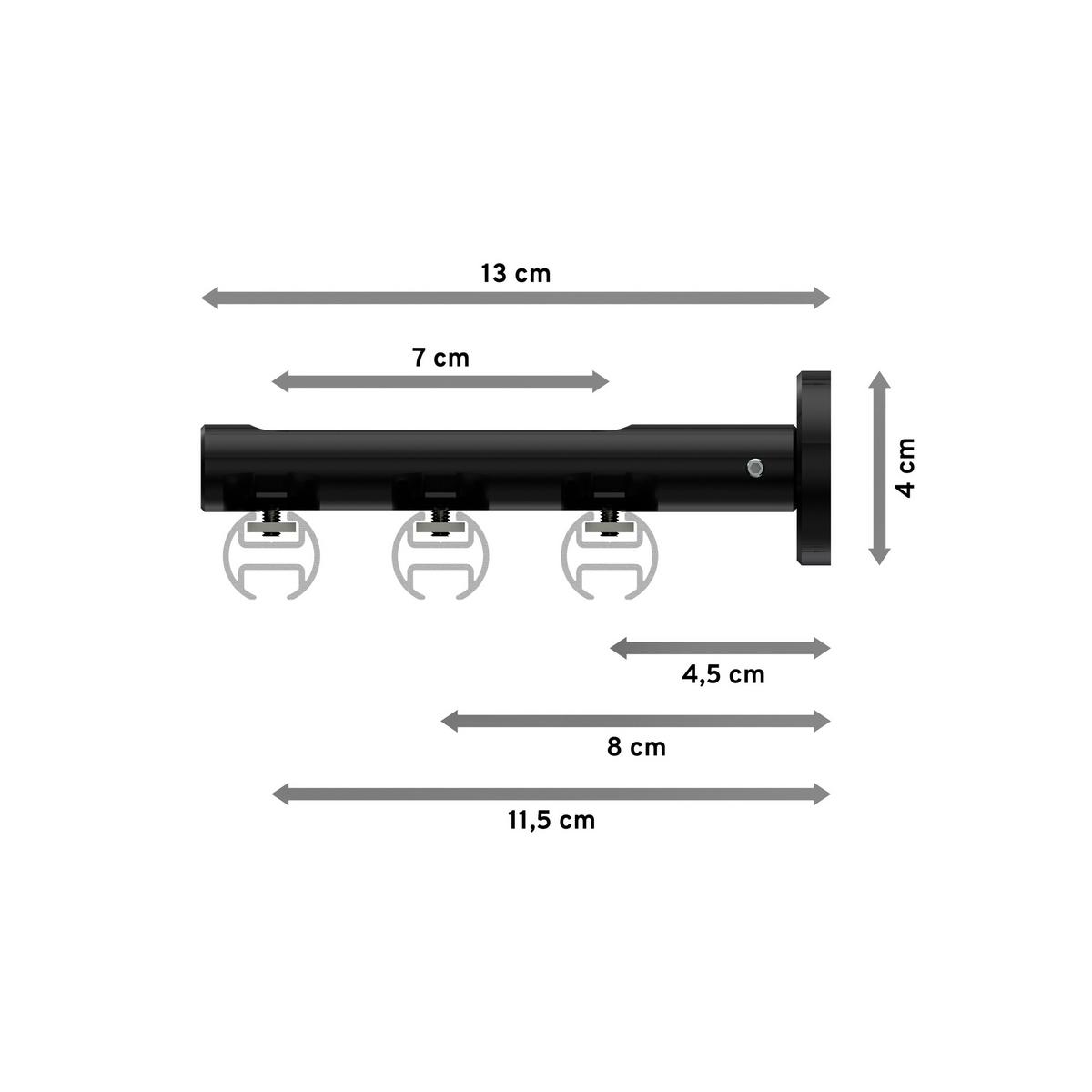 GARDINENSTANGE INNENLAUF Siteno Tanara 100 cm, 3-läufig, 20 mm Ø Schwarz - Chromfarben/Schwarz, Metall (100cm) - INTERDECO