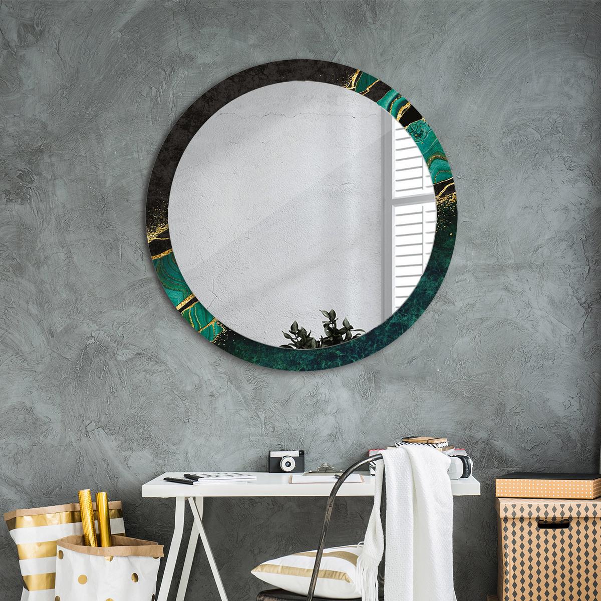 SPIEGEL Ø90 cm Rund mit Aufdruck - Grün, Glas (90/90/0.4cm) - TULUP