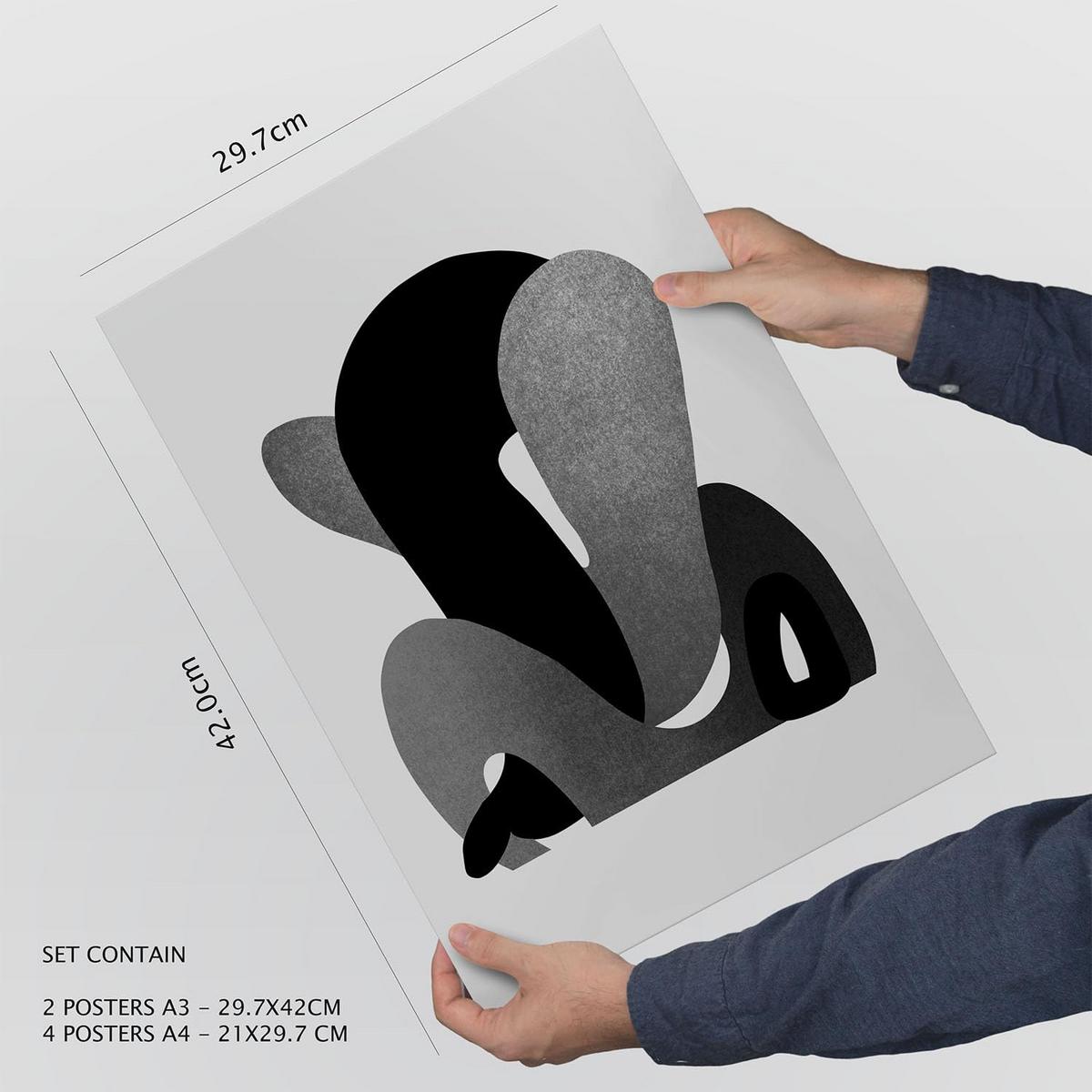 POSTER Set Mit 6 Kaput Handwerk In Liebhaber Abstrakt Ästhetische Dekorative Gemälde Für Ihr Wohnzimmer, Schlafzimmer, Zuhause A3 & A4 Rahmenlos - Klar, Papier (29/3cm) - Nacnic