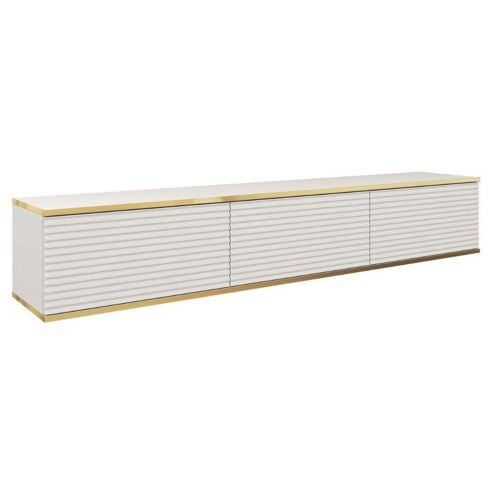 TV-HÄNGEBOARD Mucalma Weiß mit geriffelten Fronten 175 cm - Weiß, Holzwerkstoff (175/30/32cm) - Selsey