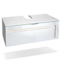 WASCHBECKENUNTERSCHRANK Aloha Absetzungen in Creme Hochglanz - Creme, Holzwerkstoff (96/36/51cm) - Vladon