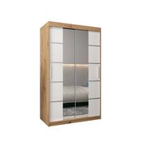 SCHWEBETÜRENSCHRANK 200/120/62 2-türig - Silberfarben/Weiß, Holz/Kunststoff (120/200/62cm) - MÖBEL KRYSPOL