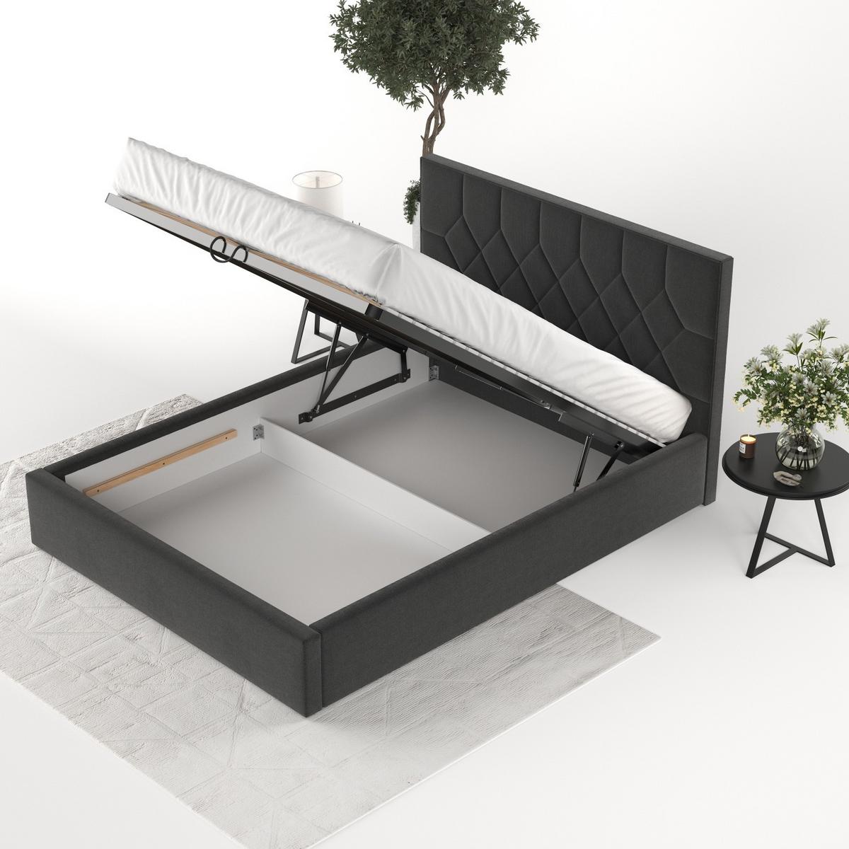 POLSTERBETT Brisa 160/200 cm Schwarz im Asti Stoff - Schwarz/Naturfarben, Holz/Holzwerkstoff (160/200cm) - AltaBeds