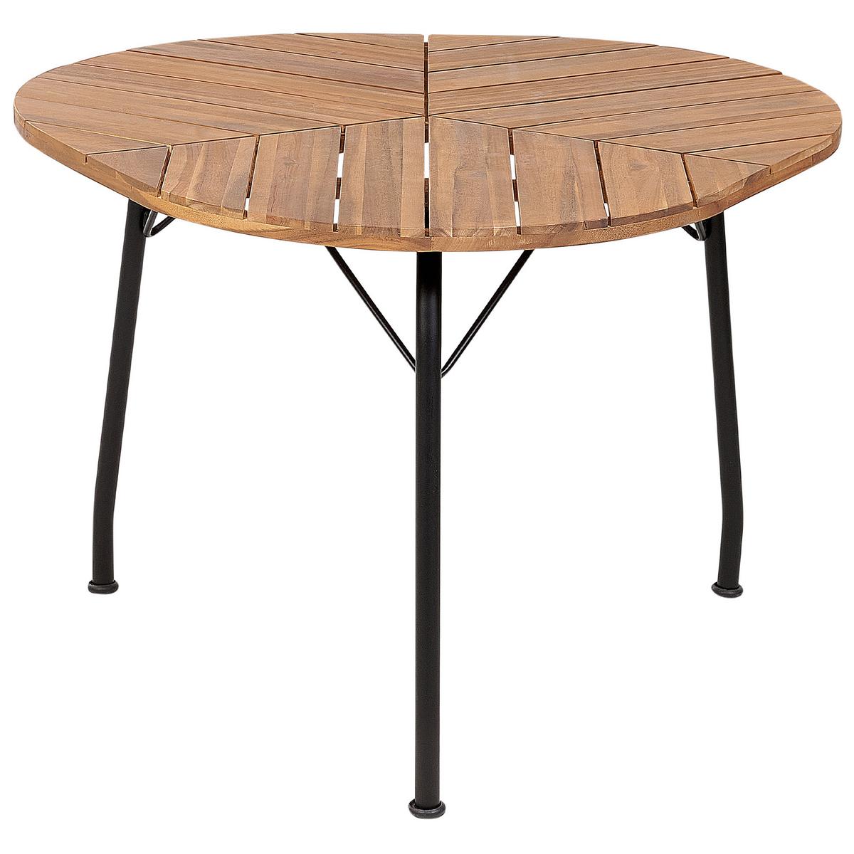 GARTENTISCH Heller Holzfarbton Varenna - Hellbraun/Schwarz, Holz (106/103/74cm) - Beliani