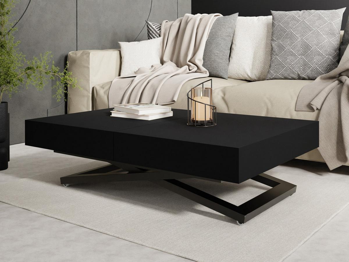 COUCHTISCH Cavetta U höhenverstellbar ausziehbar, Schwarz 120-200/80/27-76 cm - Schwarz, Holzwerkstoff/Metall (80/200/76cm) - WFL GROUP