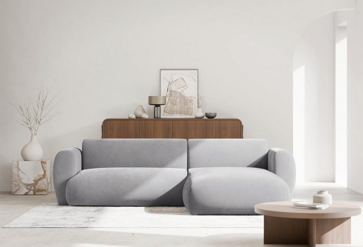 ECKSOFA Emia Grau rechts - Schwarz/Grau, Kunststoff/Textil (156/262cm) - Selsey