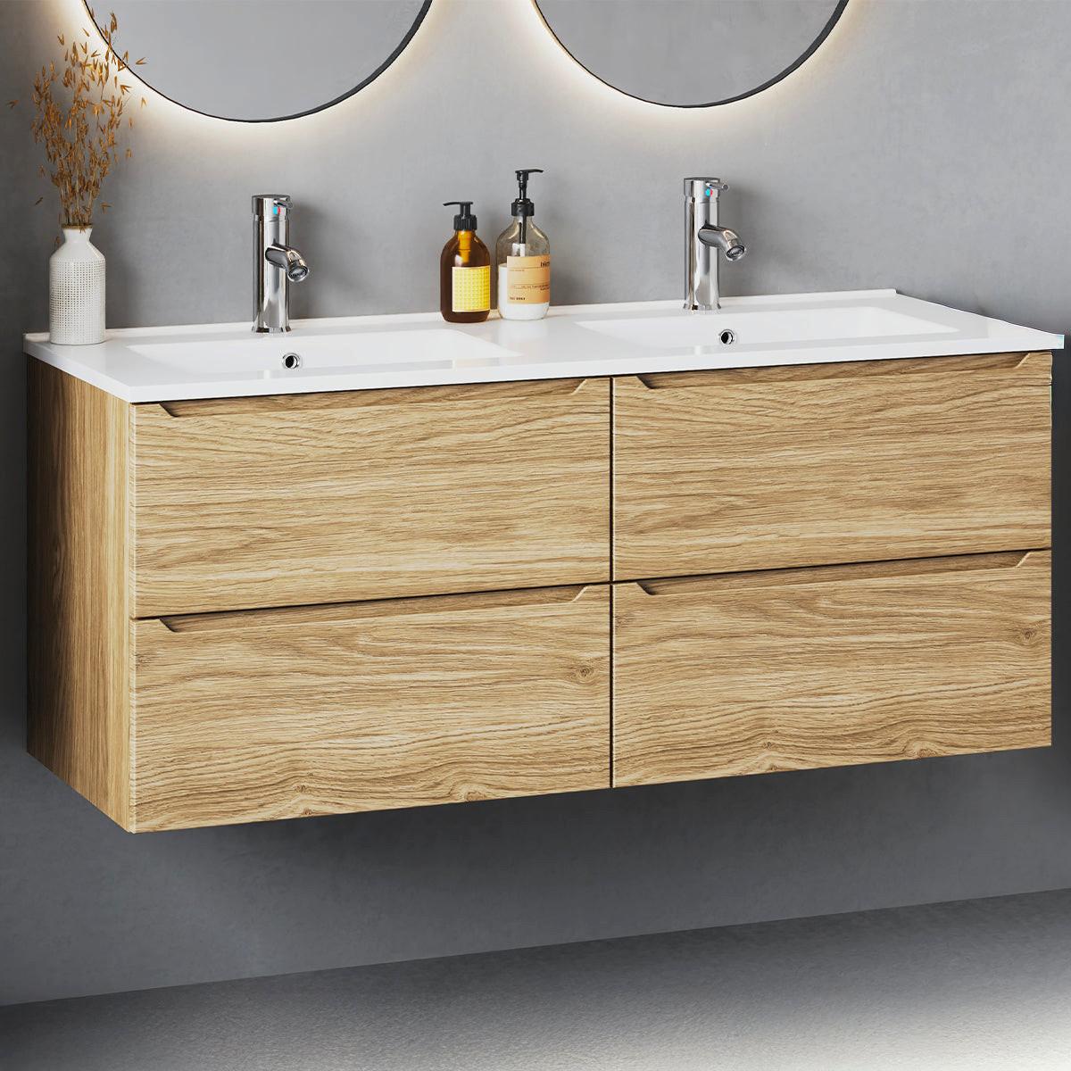 DOPPELWASCHTISCH 120cm Viggo Holz - Braun, Holzwerkstoff (120/50/45.8cm) - Petits-meubles