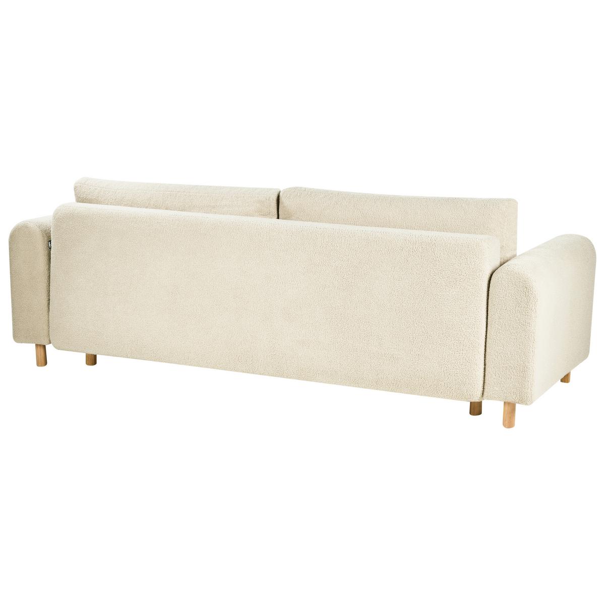 SCHLAFSOFA 3-Sitzer Bouclé Cremeweiß mit Stauraum Kvam - Creme, Textil (242/85/99cm) - Beliani