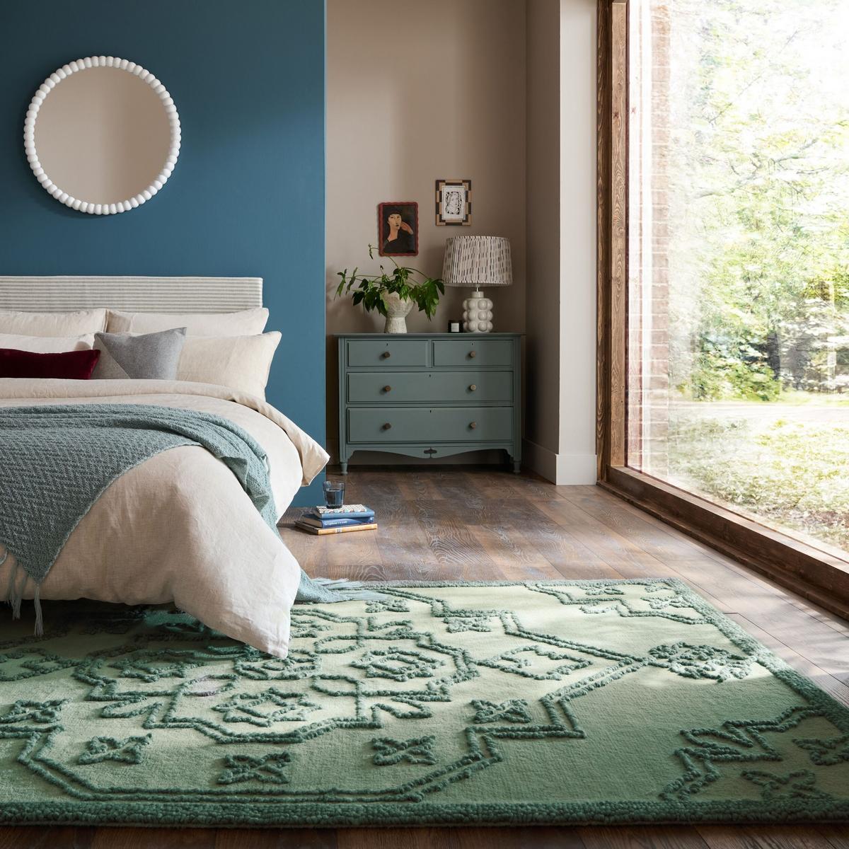 TEPPICH aus Wolle TINGIR in Entenei-Blau, abstrakt, 160 x 230 cm - Blau, Textil (230/160cm) - KADIMA DESIGN