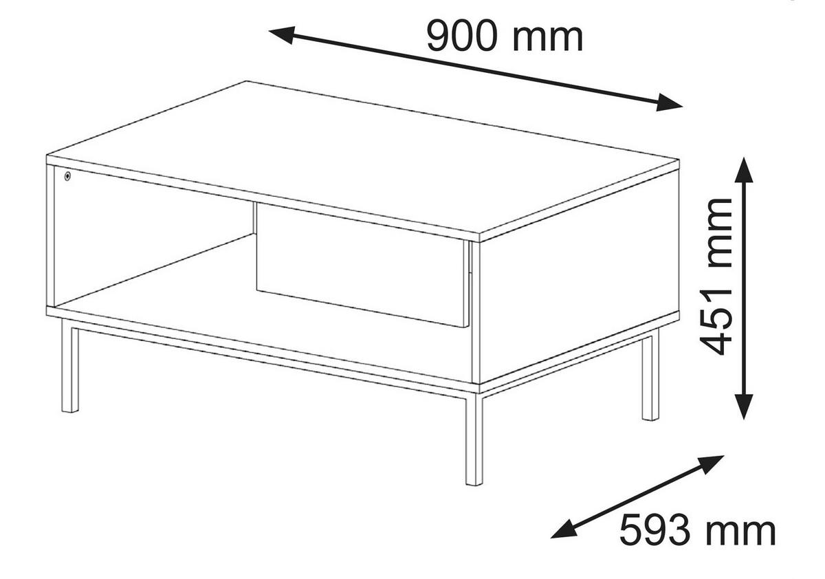 COUCHTISCH Artisan Eiche, Schwarz, Schwarz 90/45/60 - Schwarz, Holzwerkstoff (60/90/45cm) - RAUMHIRSCH FURNITURE