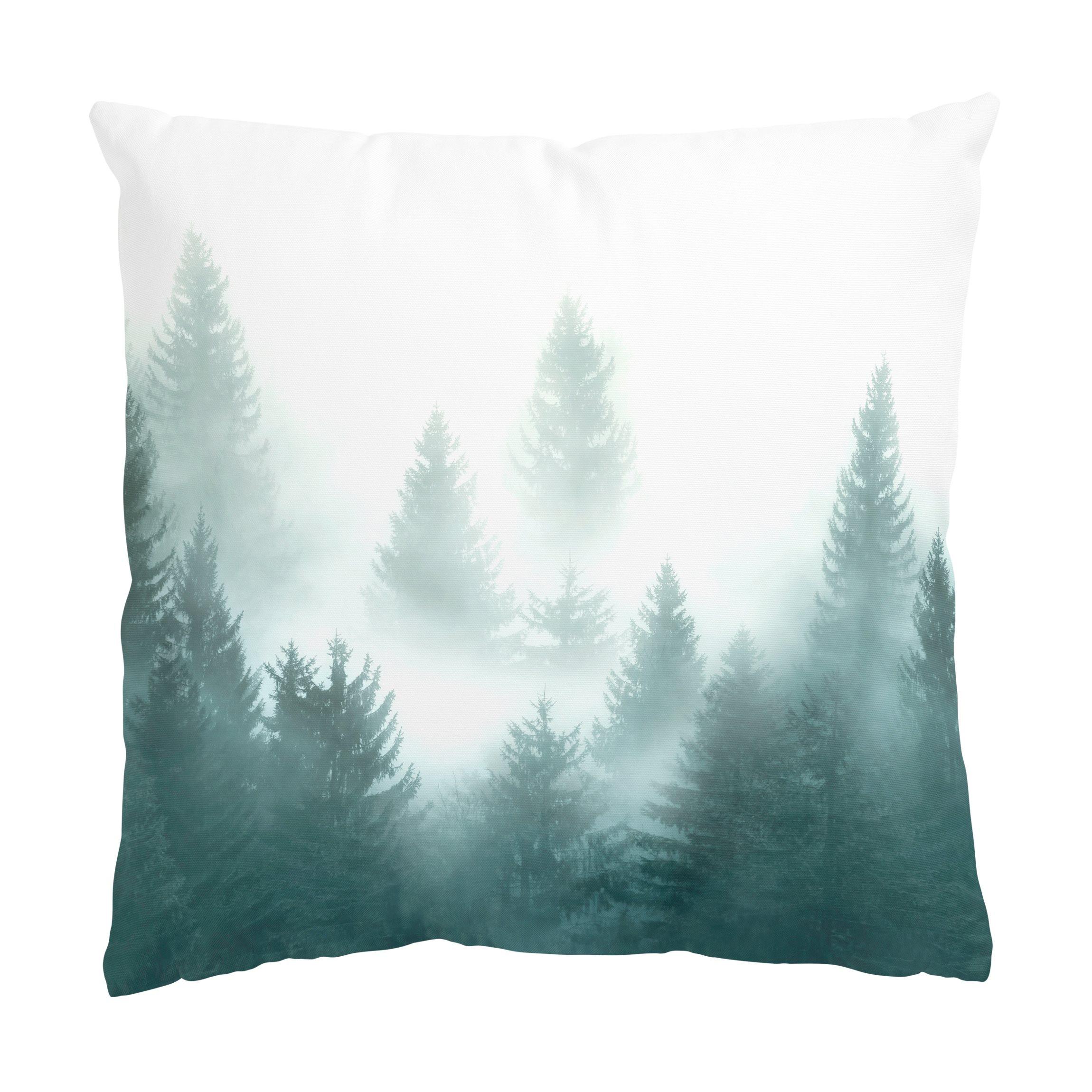 DEKOKISSEN Nadelwald im Nebel 50/50 cm - Beige, Textil (50/50/10cm) - Bilderwelten