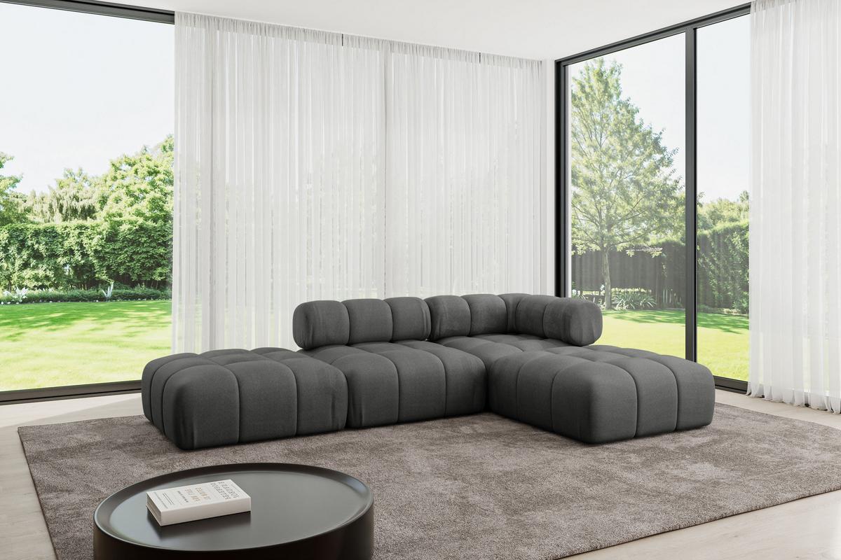 ECKSOFA modulares Sofa Kerru-L1 - 285x190x70 cm Dunkelgrau Velours - Dunkelgrau, Holzwerkstoff/Textil (285/190cm) - ALTDECOR