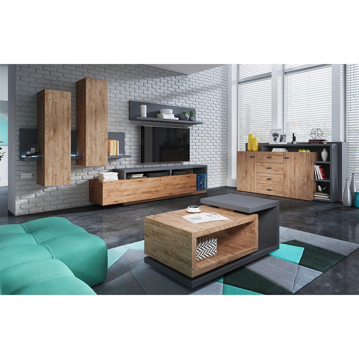 SIDEBOARD Ilyes Holz und Grau - Grau, Holzwerkstoff (180/98/37cm) - Petits-meubles